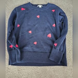 Crewcuts All Over Heart Sweater, Small (6-7), Navy With Red Hearts